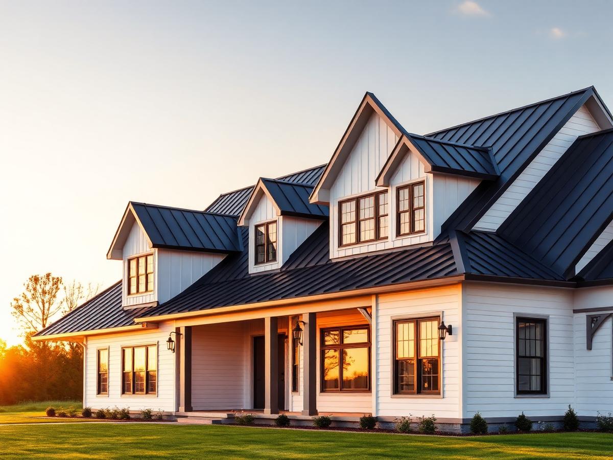 Standing seam metal on modern farmhouse